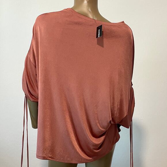 Express large ruched adjustable tie sleeve blouse top TB2 2189 - Picture 7 of 11